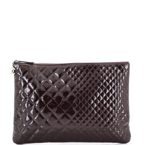 CC Zip Pouch Biquilted Patent Large