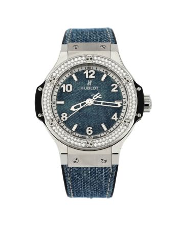 Big Bang Jeans Quartz Watch Stainless Steel and Rubber with Diamond Bezel 38