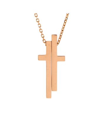 Split Cross Pendant Necklace 18K Rose Gold