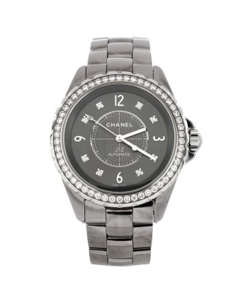 J12 Automatic Watch Titanium and Ceramic with Diamond Bezel and Markers 38