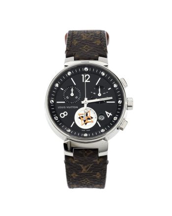 Tambour Moon Star Chronograph Quartz Watch Stainless Steel with Monogram Canvas 35