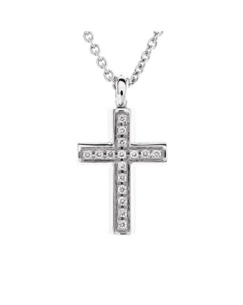 Latin Cross Necklace 18K White Gold and Diamonds